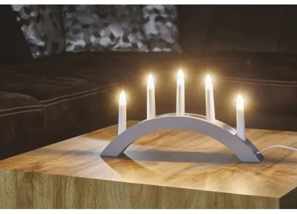 Karácsonyi gyertyatartó 5xE10/15W/230V szürke