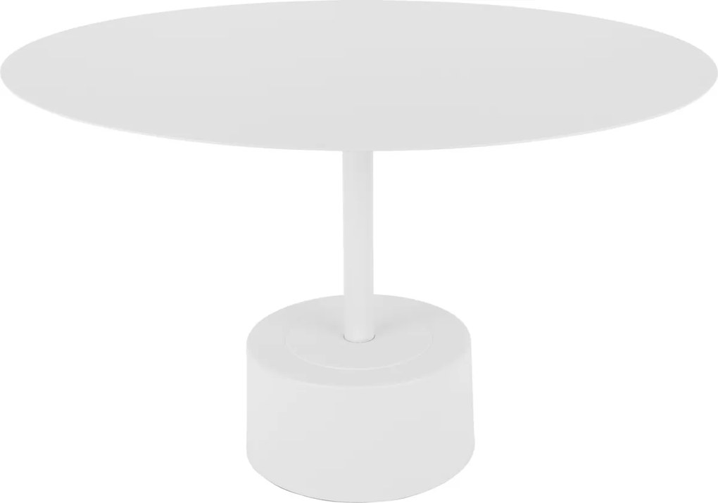 Dohányzóasztal Fém Kerek Fehér Alacsony Ø 55 CM Klasszikus Nagy Asztallap