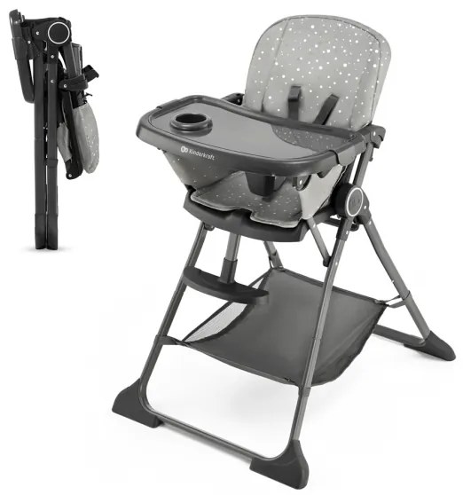 KINDERKRAFT - Gyermek étkezőszék FOLDEE szürke