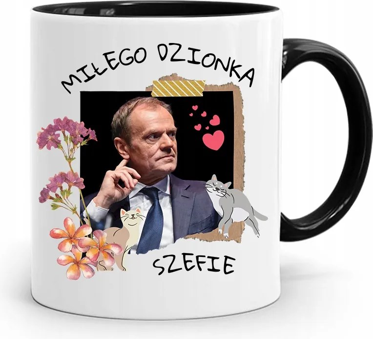 Donald Tusk Fekete Bögre Platform Ajándék fényképes nyomtatással