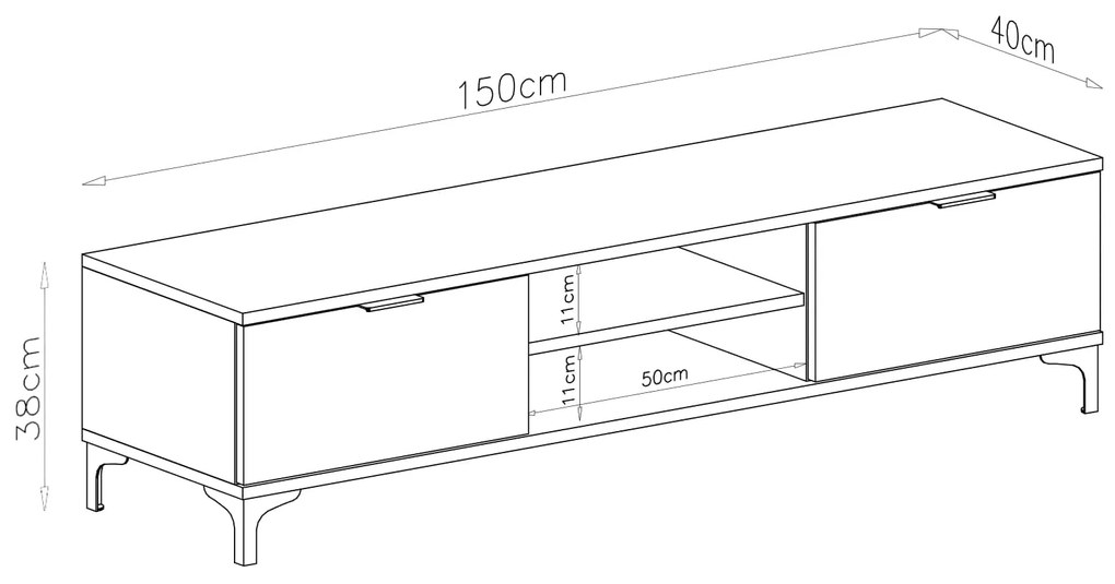 Mazzoni LANA RTV-150 TV-állvány Artisan Tölgy - TV-ÁLLVÁNY NAPPALIBA/SZOBÁBA