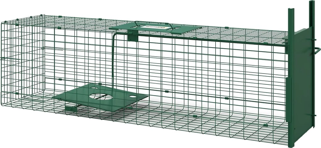 Outsunny Élő Állatcsapda Acél 1 Bejárattal Patkányok és Egerek részére, méret: 100L x 25W x 28H cm, sötét zöld | Aosom
