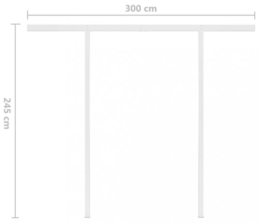 kék és fehér kézzel kihúzható LED-es napellenző 3 x 2,5 m