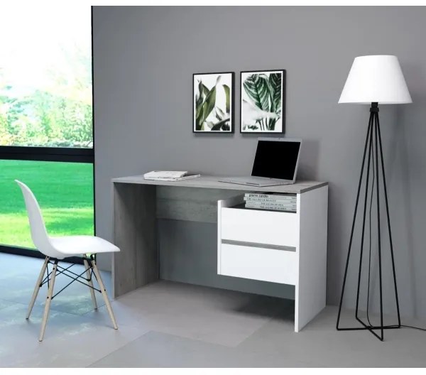 Fiókos íróasztal MARLO beton szürke/fehér