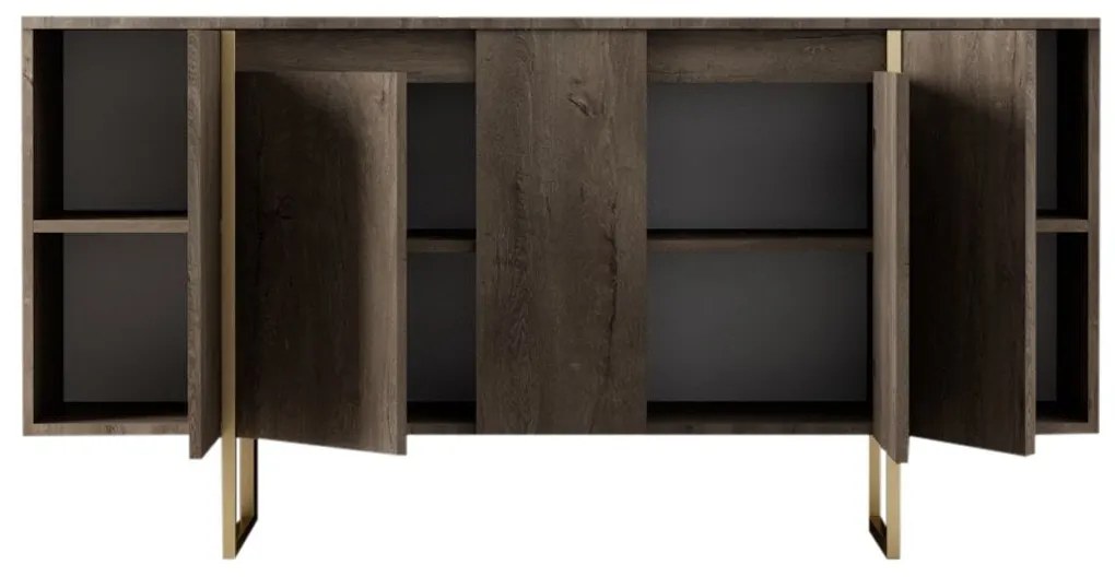 Konzolasztal Luxe - Walnut, Gold