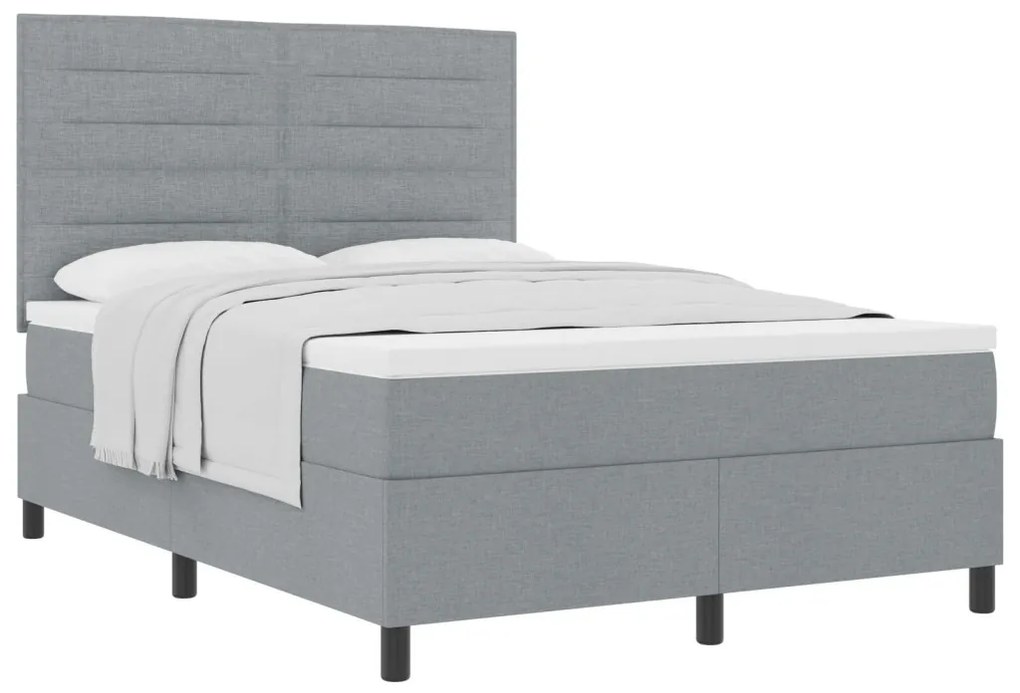 Box Spring Ágy Matraccal Világosszürke 140x200 cm Szövet