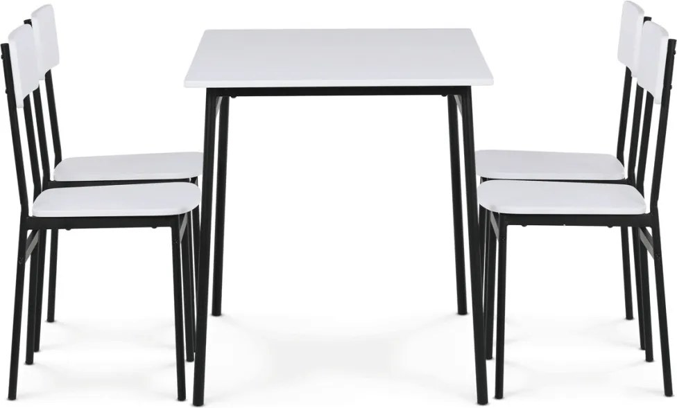 4 személyes fehér MDF étkezőgarnitúra 110x70x76 cm – WT