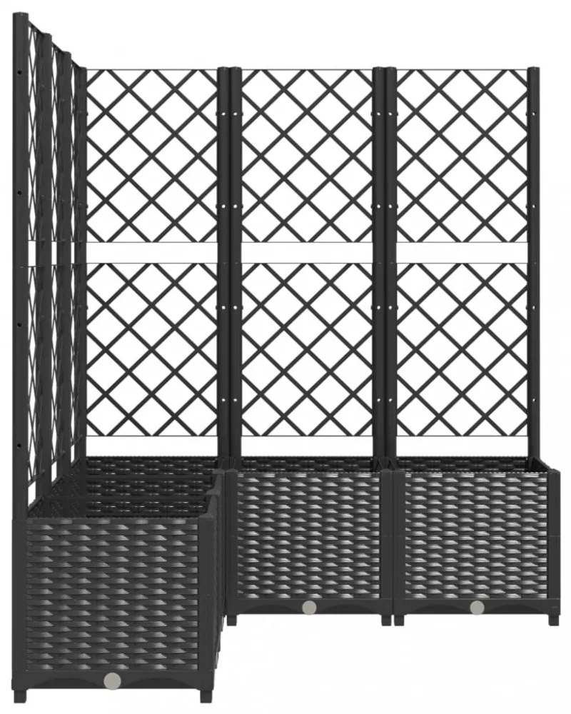 fekete polipropilén rácsos kerti ültetőláda 120 x 120 x 136 cm
