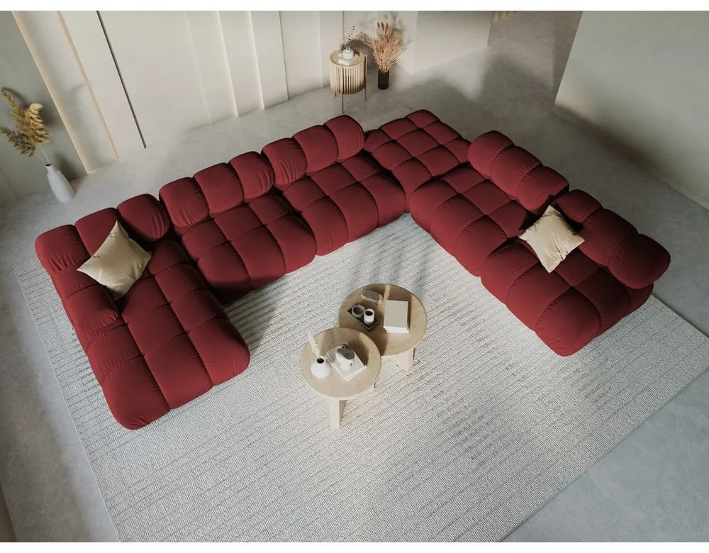 Piros bársony kanapé 379 cm Bellis – Micadoni Home