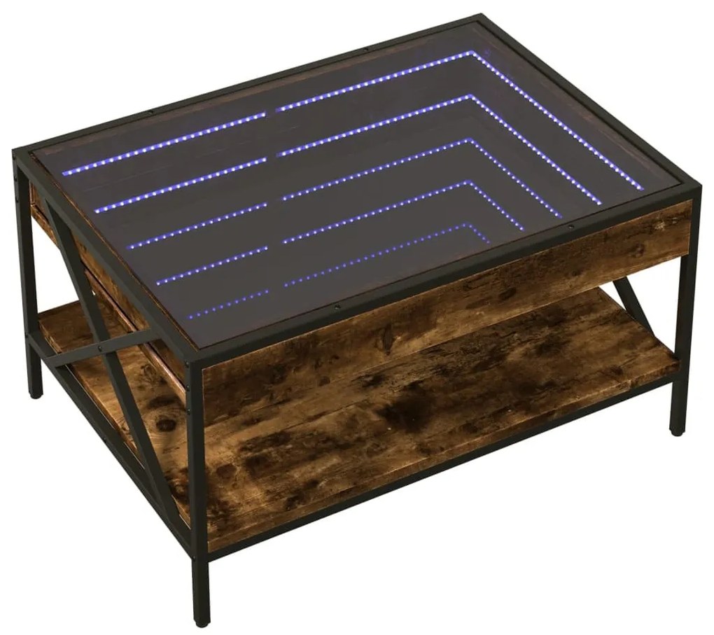 Füstös tölgy végtelen hatású LED-es dohányzóasztal 70x50x38 cm