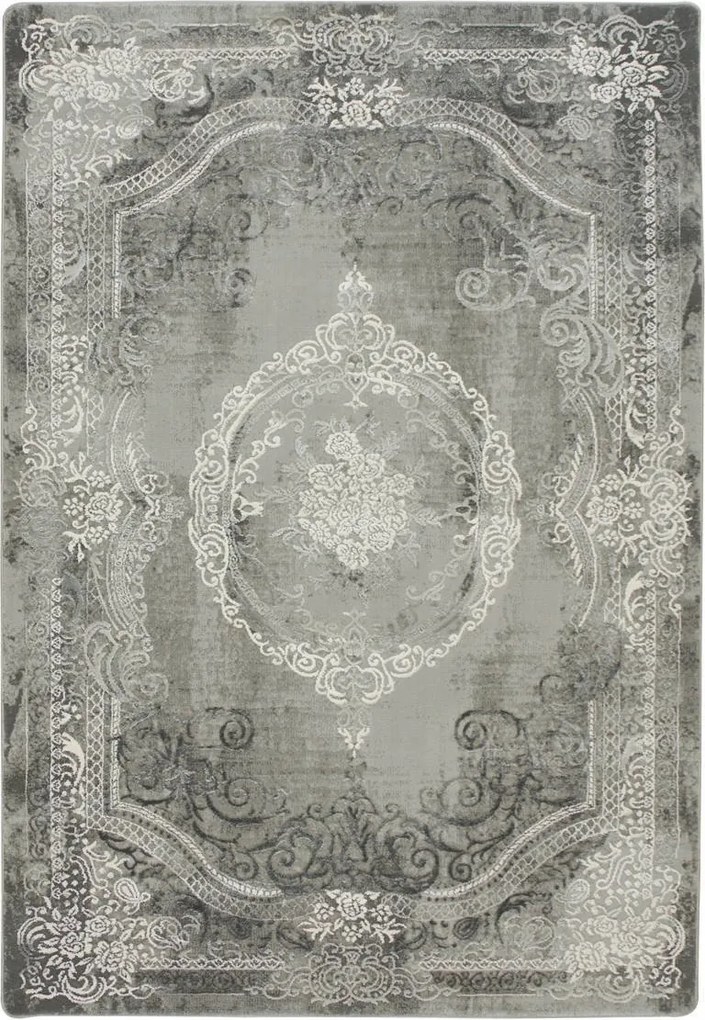 Szürke Nappali Szőnyeg Dísz Mandala Növényi Puha Galya 160x230 cm