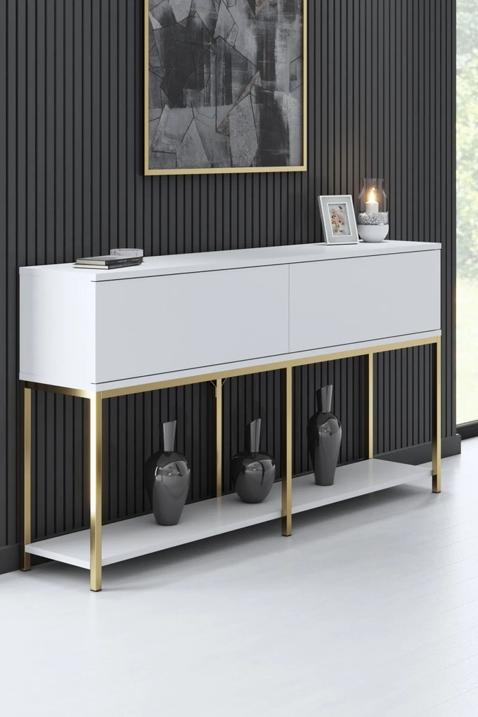 Konzolasztal Lord - White, Gold