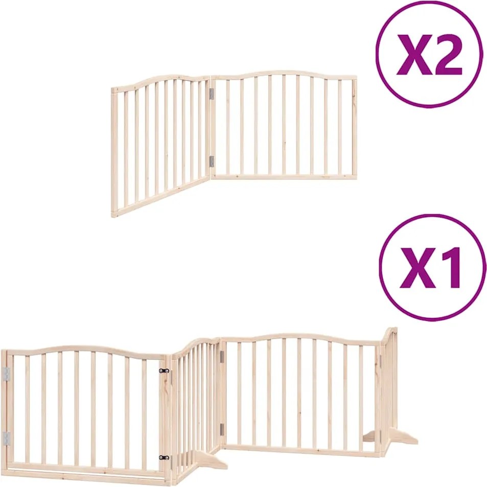 vidaXL nyárfa 8 paneles összecsukható kutyakapu ajtóval 640 cm