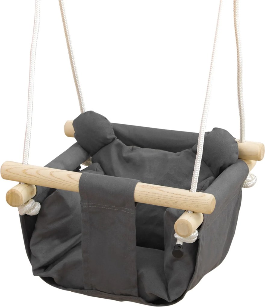 AIYAPLAY Baba Hinta 9-36 Hónapos Korig Állítható Kötéllel Párnázott Baba Hinta 70 kg-ig Belső és Külső Használatra 40x40x110-180 cm Sötétszürke | Aoso