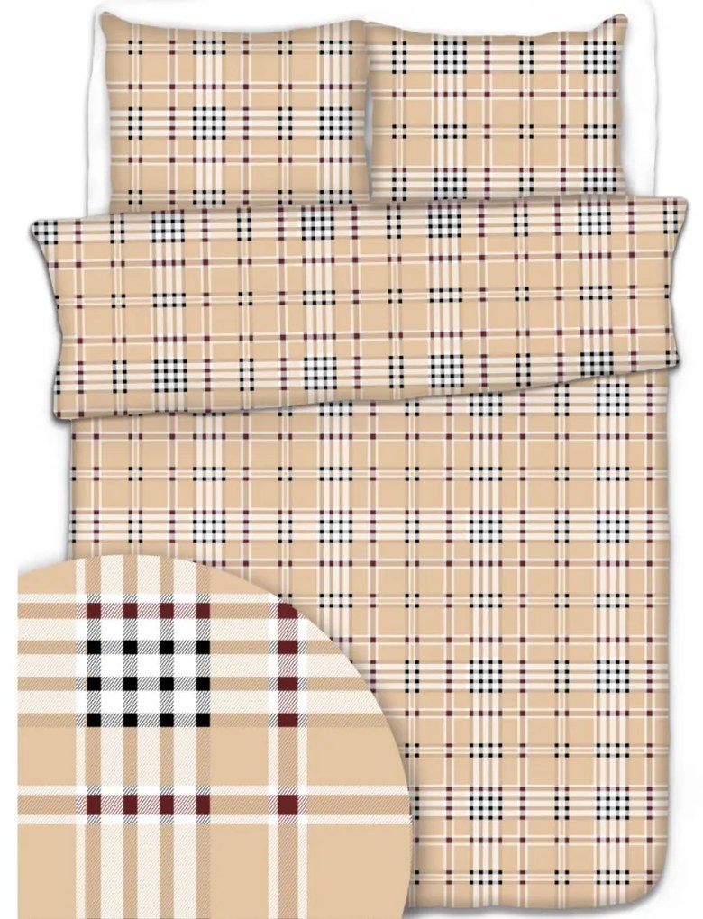 Karo barna krepp lapok TiaHome - 1x Párna 90x70cm, 1x Paplan 140x200cm