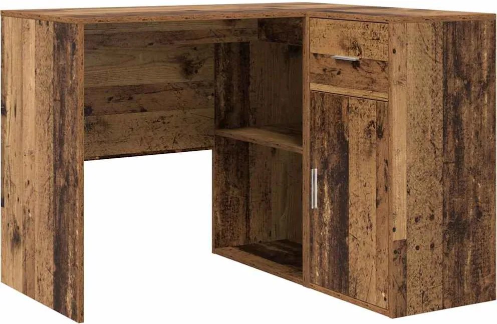 vidaXL Sarokíróasztal fiókkal Öreg fa 102 x 88 x 75 cm