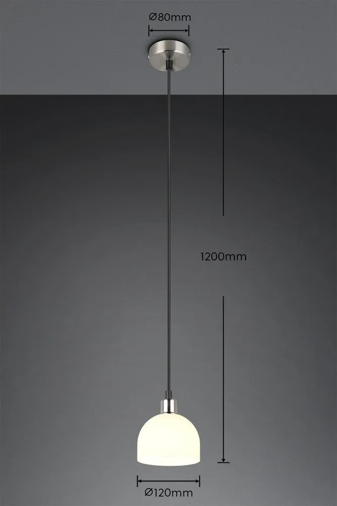 Fehér-ezüstszínű függőlámpa üveg búrával ø 12 cm Molly – Reality