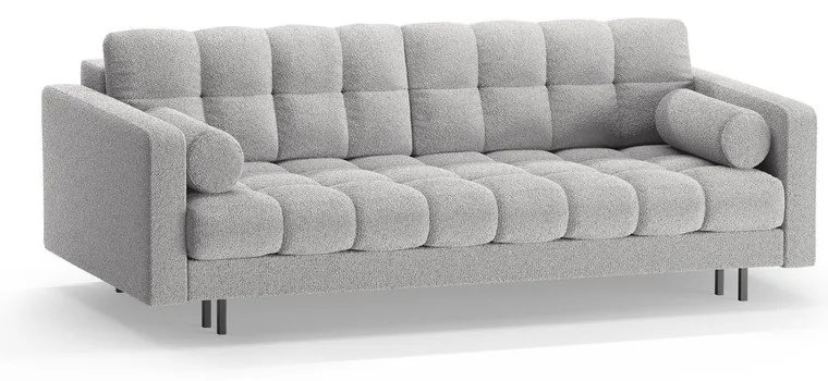 Világosszürke buklé kinyitható tárolóhelyes kanapé 222 cm Bali – Cosmopolitan Design