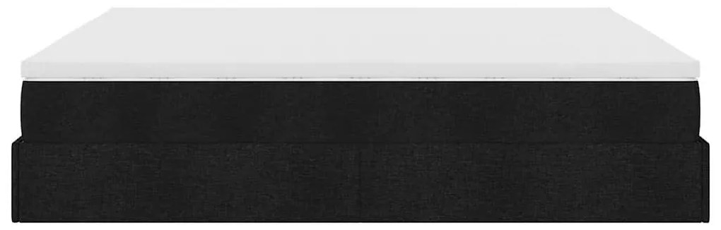 oszmán ágykeret matracokkal Fekete 200x200cm szövet