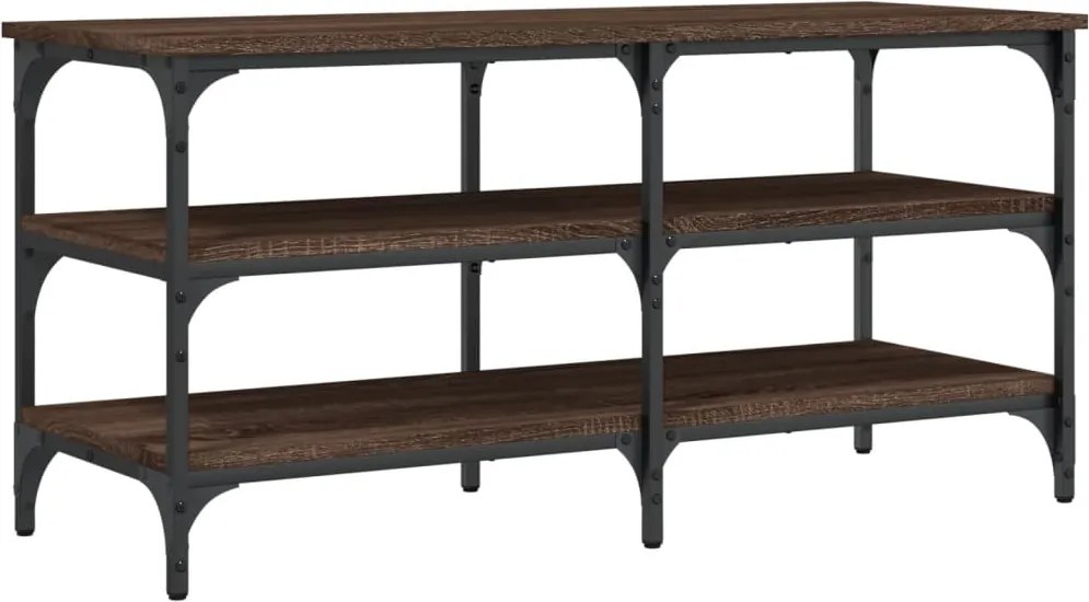 vidaXL barna tölgy színű szerelt fa cipőtároló pad 100 x 38,5 x 49 cm