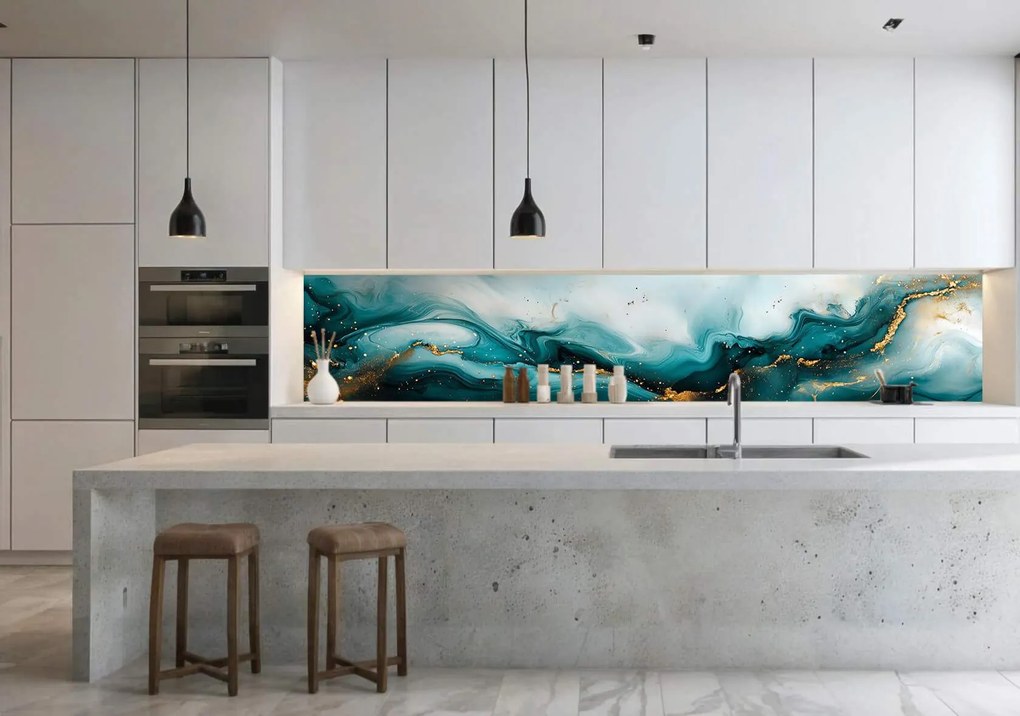 Wallplex konyhahátfal Kék Márvány (Méret: 60x180)