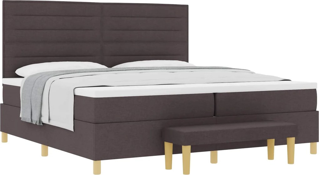 vidaXL Boxrugós ágy matracmal sötétbarna 200 x 200 cm szövet