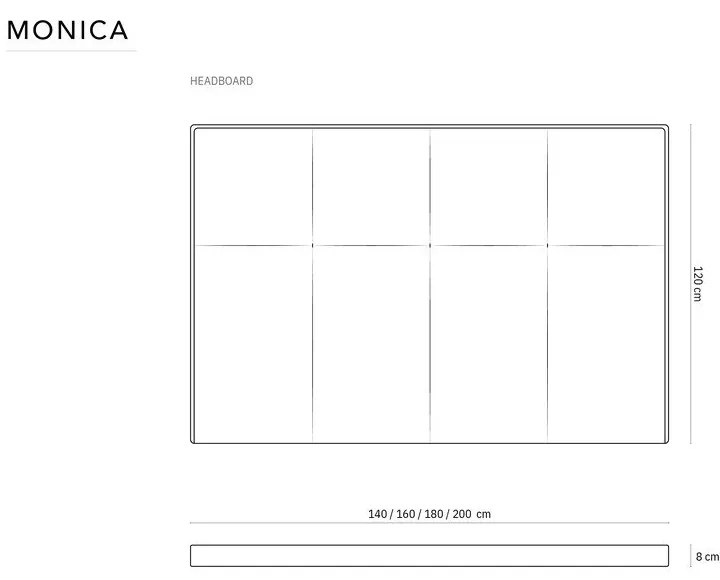 Krémszínű ágytámla 180x120 cm Monica – Milo Casa