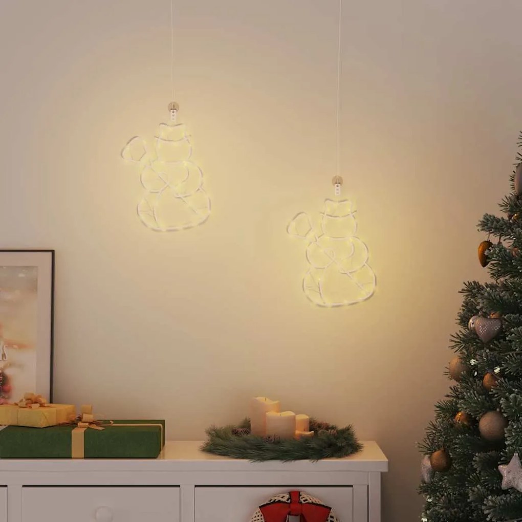 2 db meleg fehér karácsonyi fények hóember sziluett 35 LED