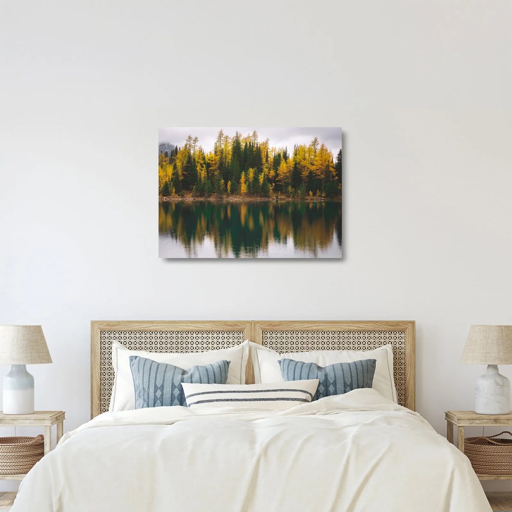 Erdei tó képe (üvegen) (70x50 cm)