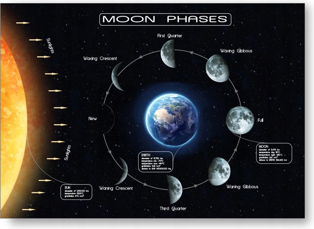 Moon Phases Holdfázis poszter B1 100x70cm #223