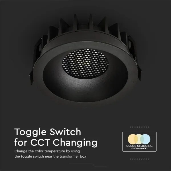 LED mennyezeti lámpa 18W 230V 3000/4000/6400K Ø10,6 cm fekete