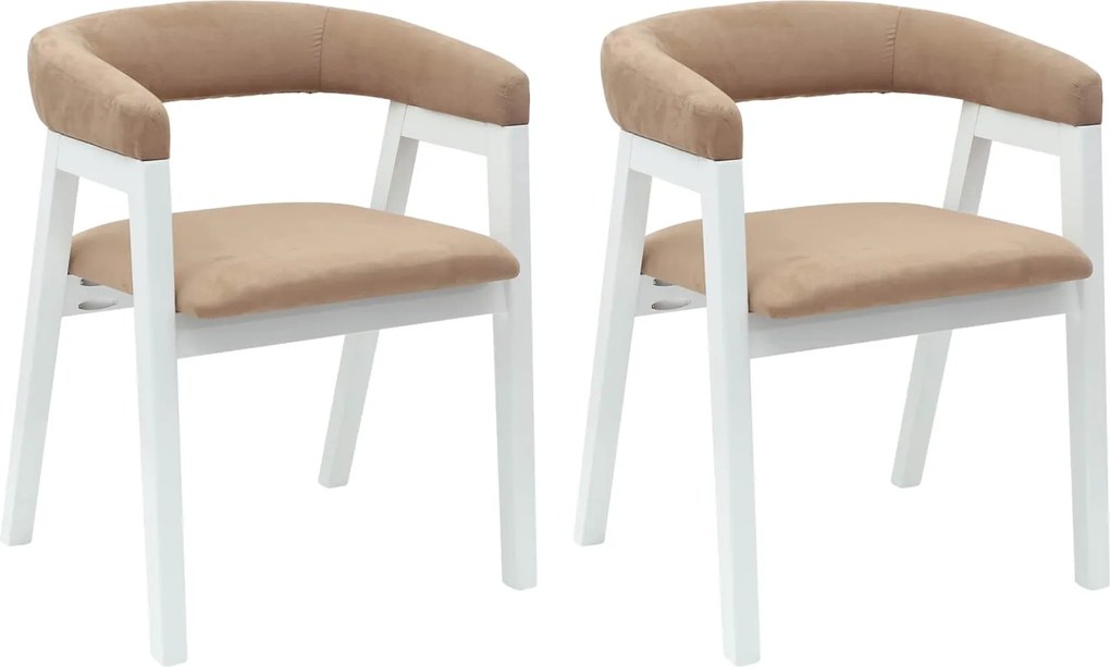 vidaXL Étkező Székek 2 pcs Fehér 54 x 57 x 73 cm Tömör Gumi Fa