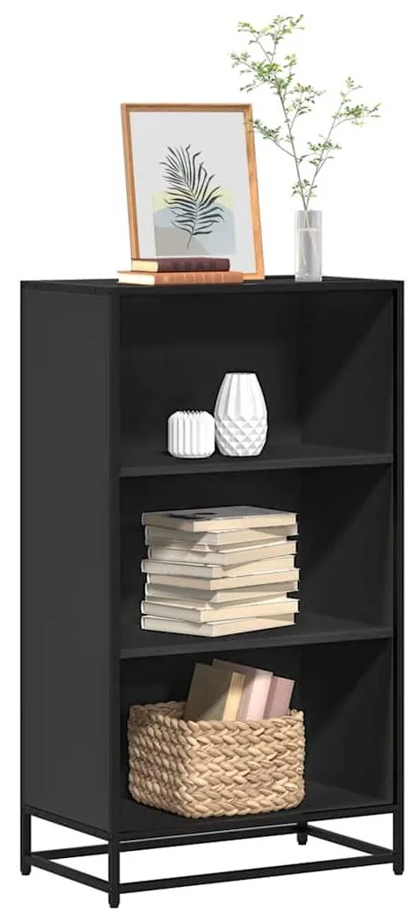 fekete forgácslap könyvszekrény 60x35x107,5 cm