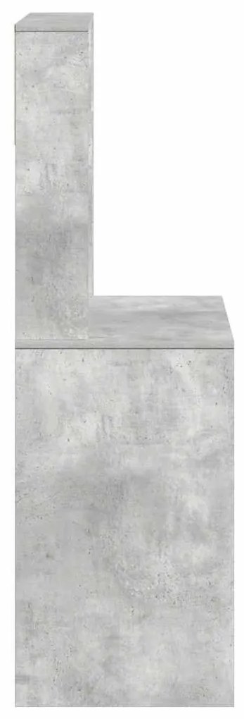 vidaXL betonszürke szerelt fa íróasztal polcokkal 100x45x140 cm