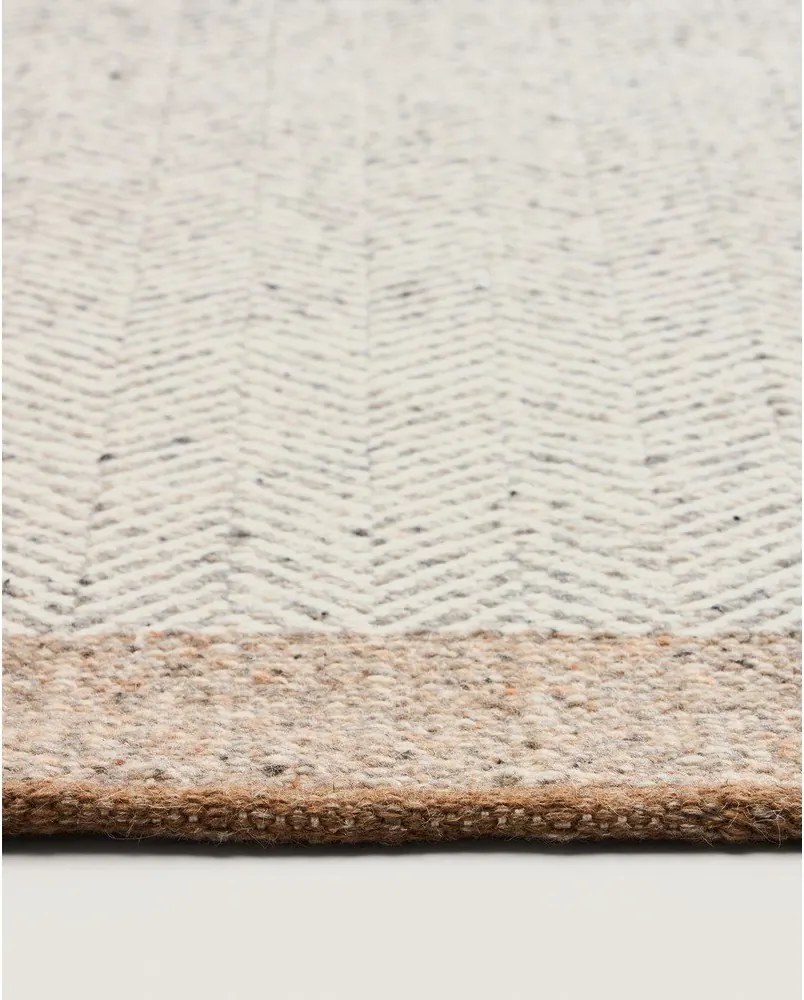 Bézs kétoldalas-kézi szövésű gyapjú futószőnyeg 80x200 cm Nifelia – Kave Home