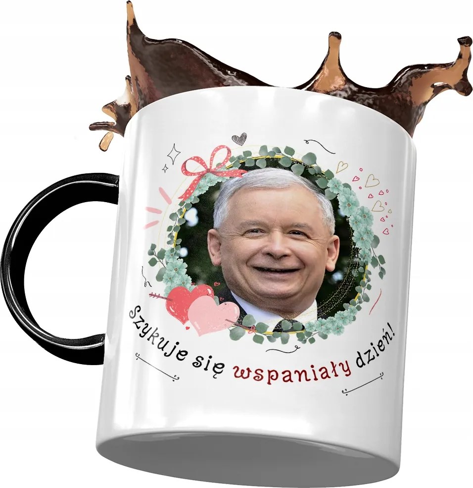 Fekete Jaroslaw Kaczynski PiS bögre Ajándék Nyomtatott Fotóval