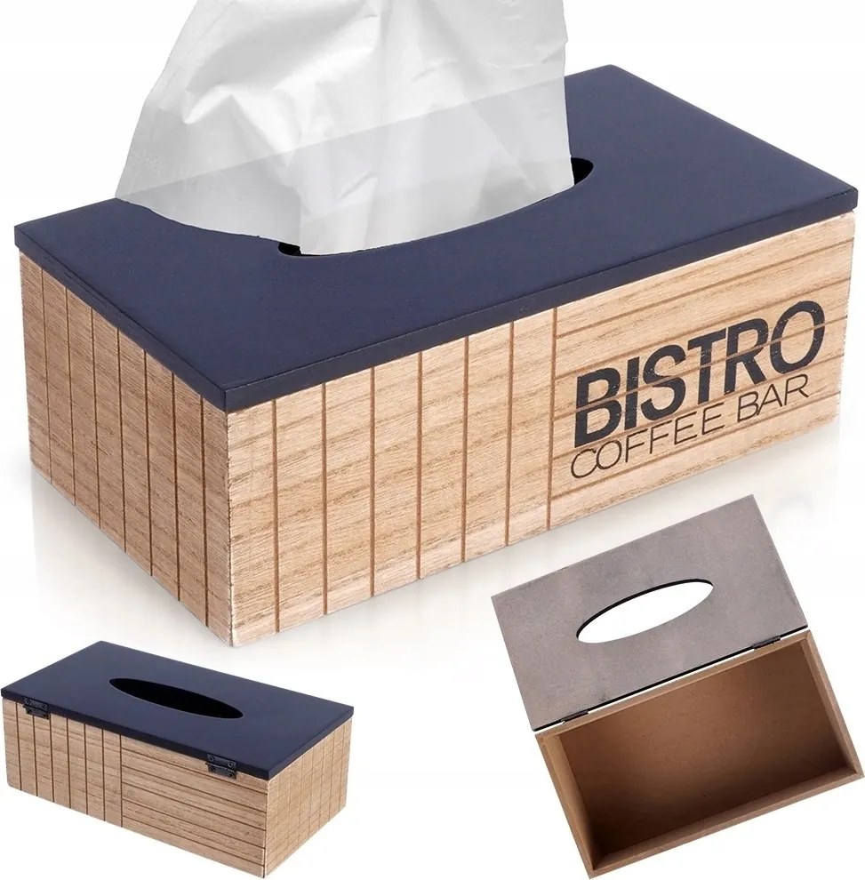 Zsebkendőtartó Bistro Loft 25 x 13,5 x 9 cm Vilde Fekete Fa