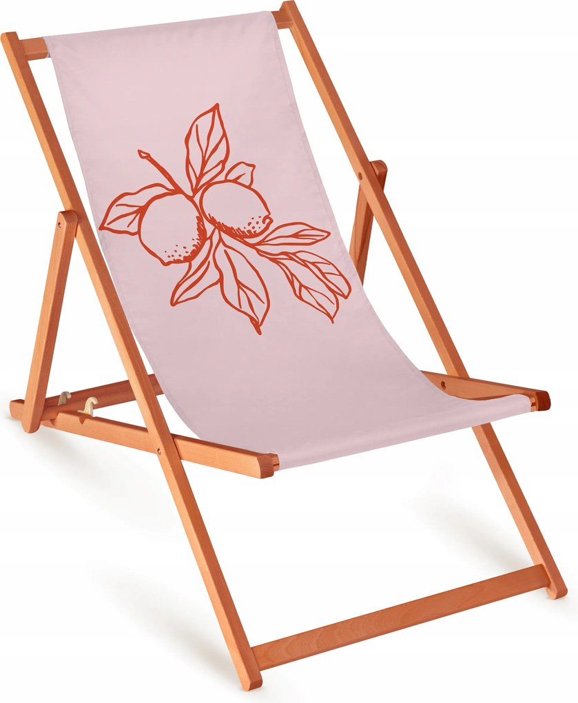 Rózsaszín Bükkfa Napozóágy Összecsukható Kényelmes Erős Strand Kert