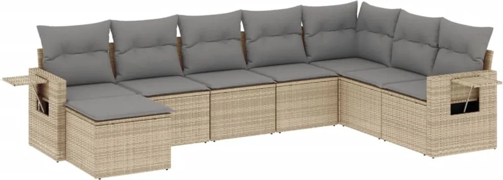 vidaXL 8 részes bézs polyrattan kerti ülőgarnitúra párnával