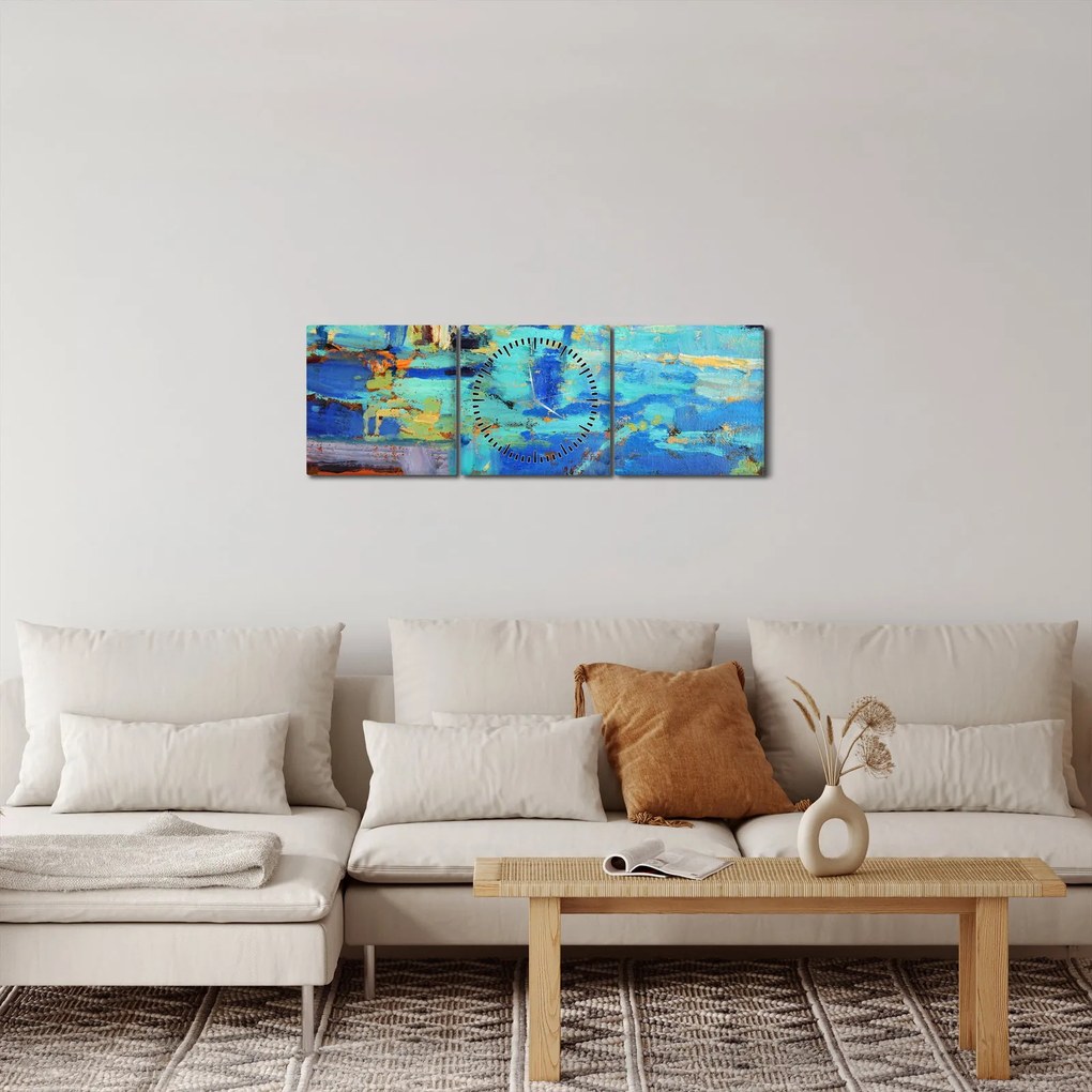 Kép - Absztrakt olajfestmény (órával) (90x30 cm)