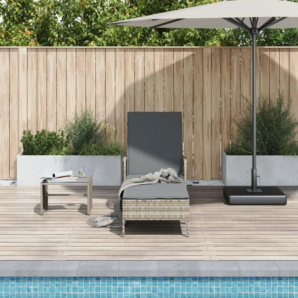 Napágy Világosszürke PE rattan 157 x 55 x 92 cm Összecsukható