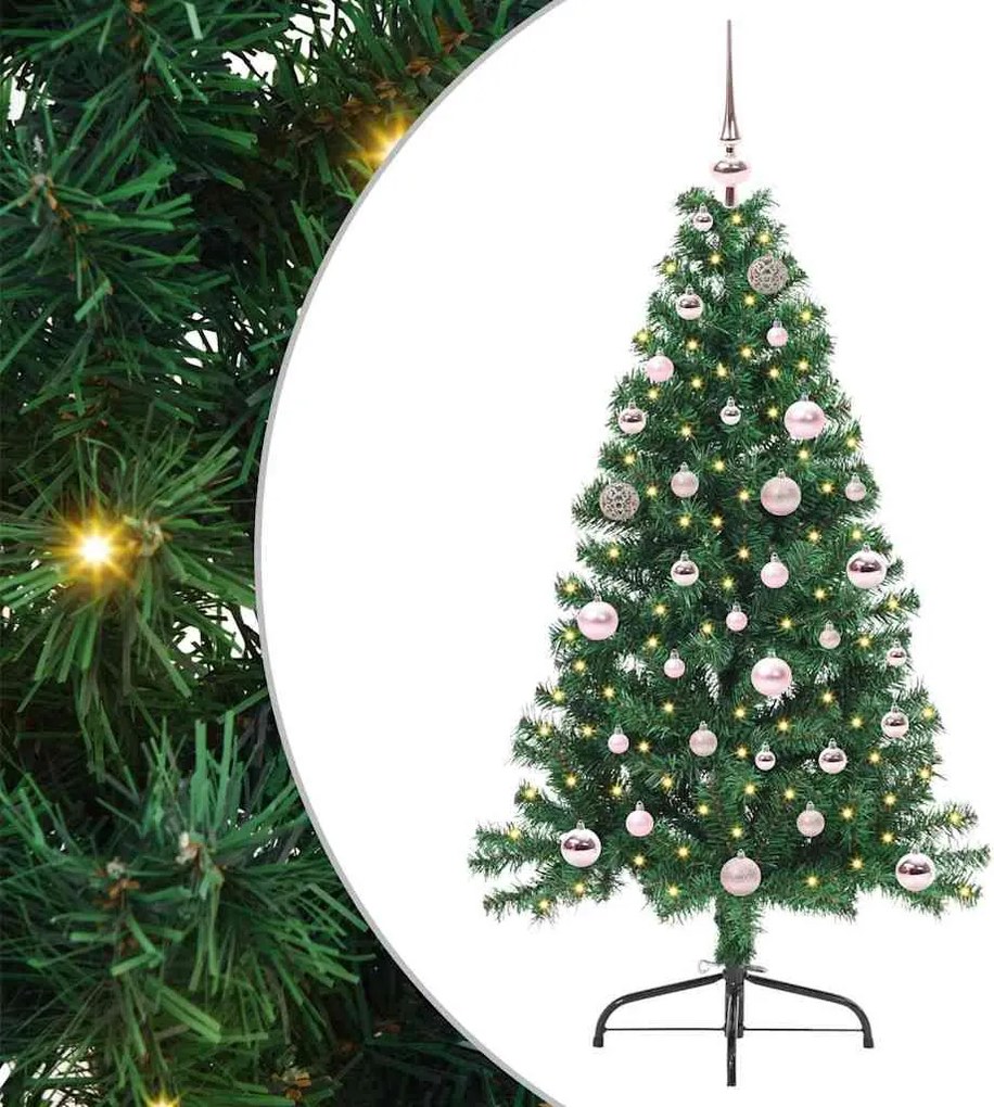 vidaXL Mesterséges, előre világított karácsonyi fa Zöld 150 cm PVC