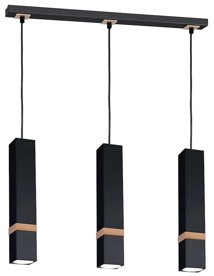 Csillár zsinóron VIDAR 3xGU10/25W/230V fekete