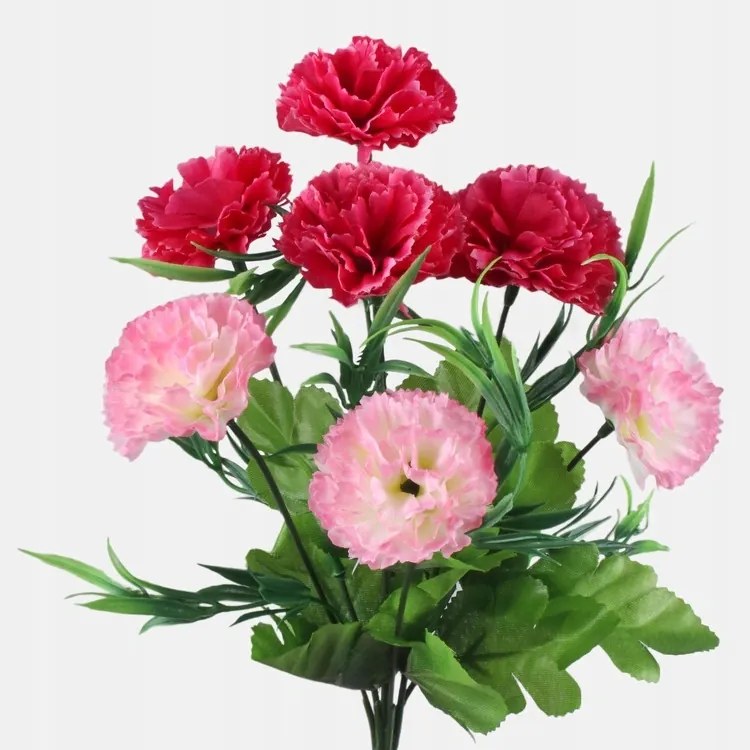 Szegfű Világos Rózsaszín+Rózsaszín Csokor 7 db Mesterséges Virágkompozíció 30 cm