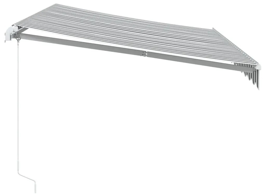 antracitszürke-fehér kézzel kihúzható napellenző 350 x 250 cm