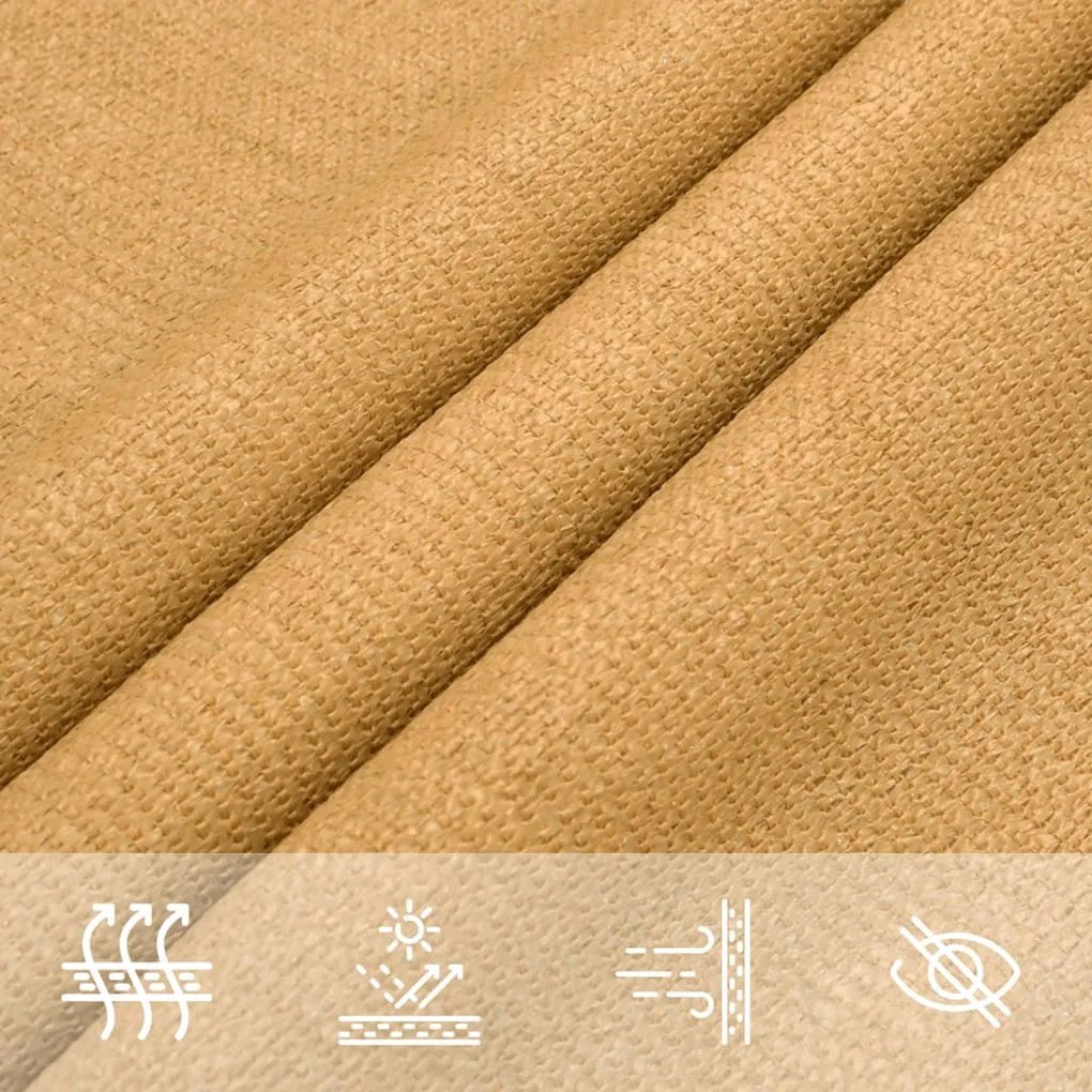 homokszínű négyszögletű HDPE napvitorla 160 g/m² 2,5x3,5 m