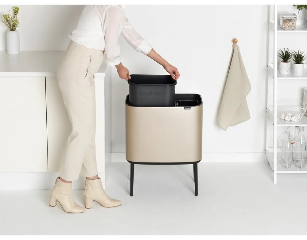 Aranyszínű acél érintésre nyíló szelektív szemetes 34 l Bo Touch Bin – Brabantia