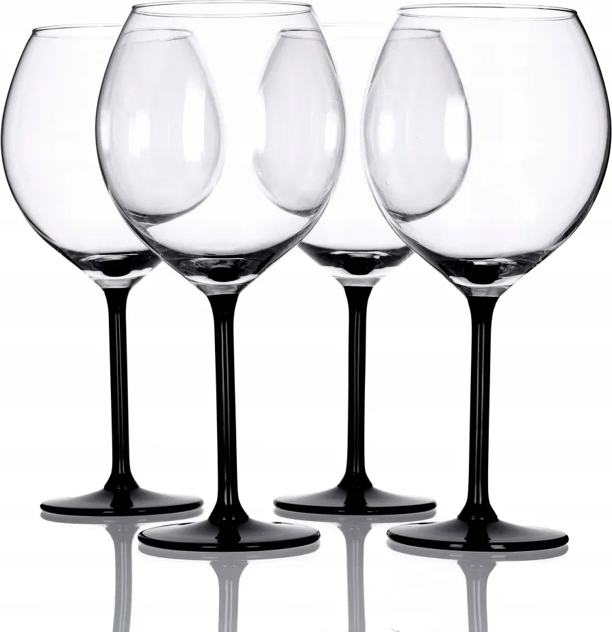 4 Borospohár Xxl Fekete Kés 600ml