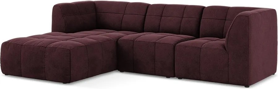 Borvörös bársony sarokkanapé (bal oldali-heverő résszel) Aloha – Makamii