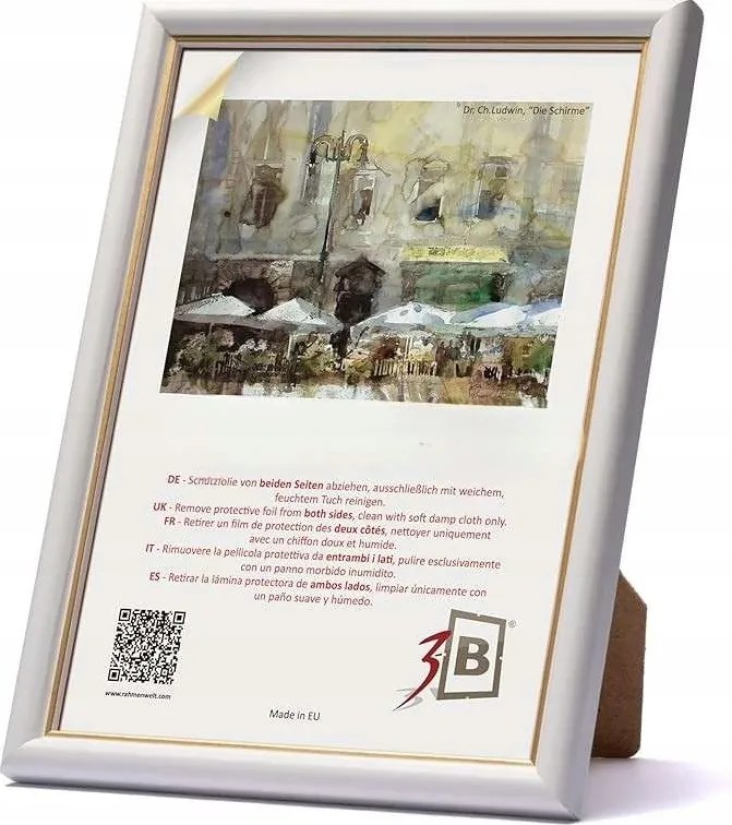 Képkeret akril üveggel 9x13 cm rusztikus fehér/arany